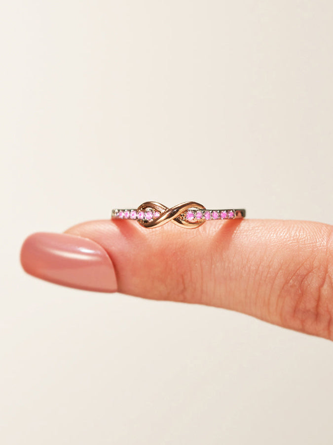 S925 Raise Awareness Of Breast Cancer Pink Infinity Diamond Ring