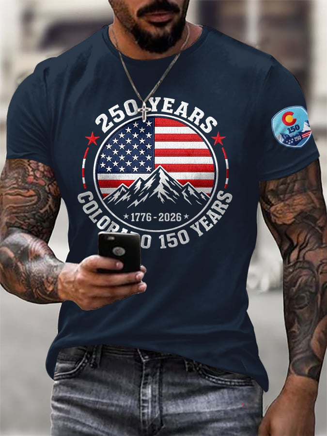 Men'S Retro Colorado 150 Years USA 250 Print T-Shirt