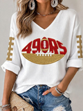 Women'S Football Print Waffle Top