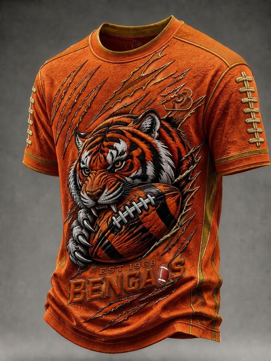 Men's Football Printed Round Neck T-Shirt