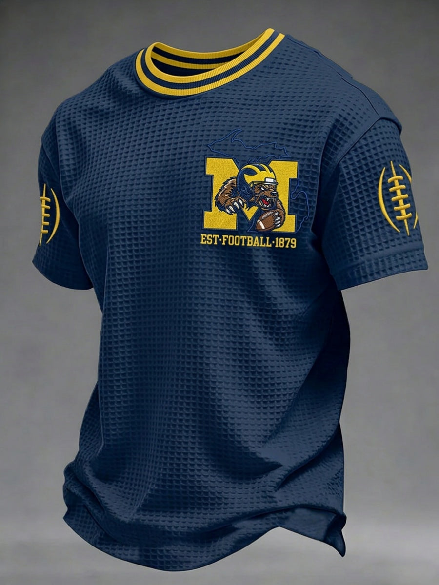 Men's Football Pattern Waffle T-Shirt
