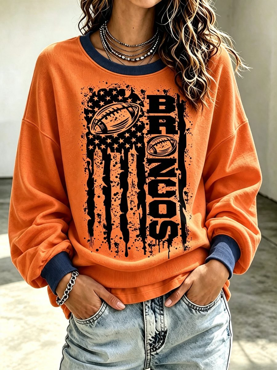 Women's Football Printed Casual Sweatshirt