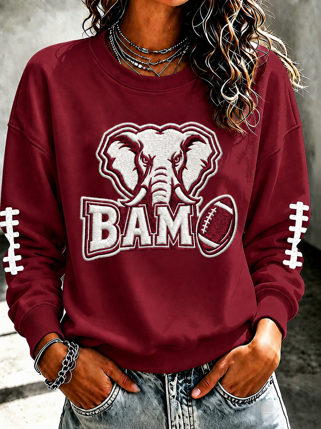 Women'S Football Printed Round Neck T-Shirt