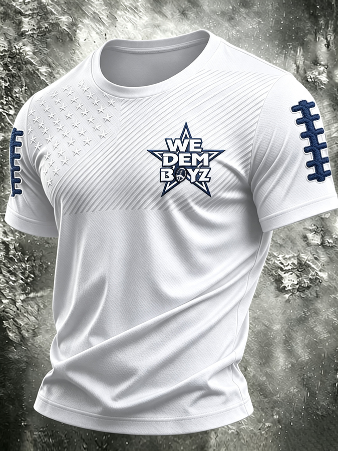 Men'S Football Printed Round Neck T-Shirt