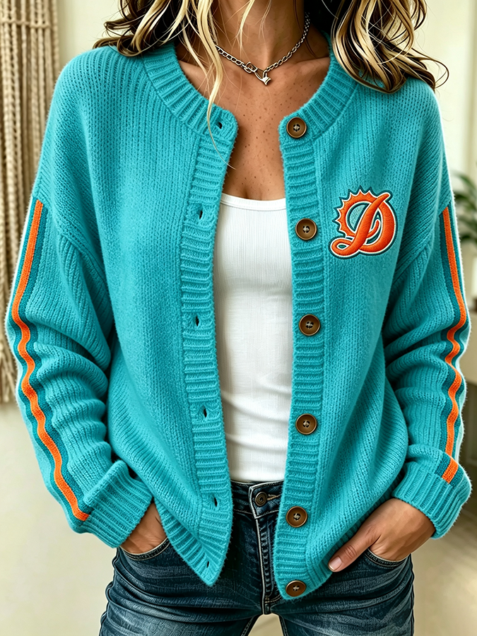 Women'S Casual Football Plant Knitted Cardigan Top