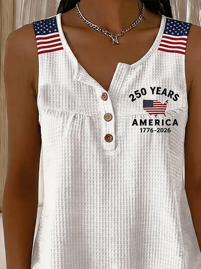 Women's Independence Day Print Waffle-Knit Top