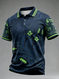 Men's Seattle Football Printed Vintage Fashion Polo Shirt