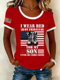 Women's Red Friday Printed Short-Sleeved T-Shirt