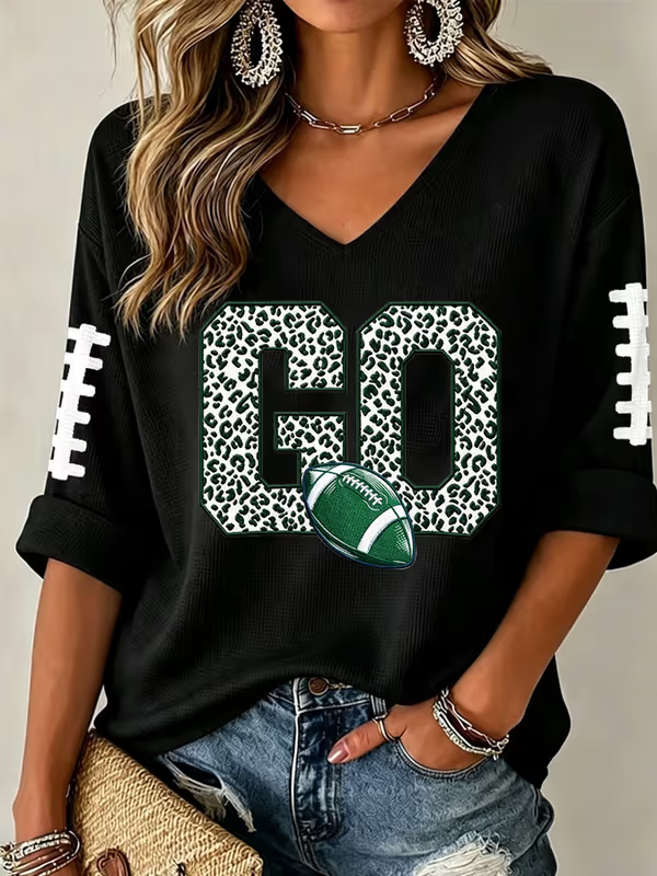 Women's Rugby-Print Top