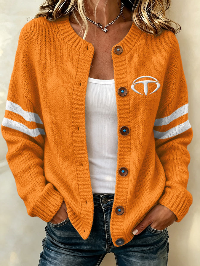 Women's Football Sports Casual Knitted Cardigan