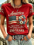 Women's America 250 Years 1776-2026 Print V Neck T-shirt