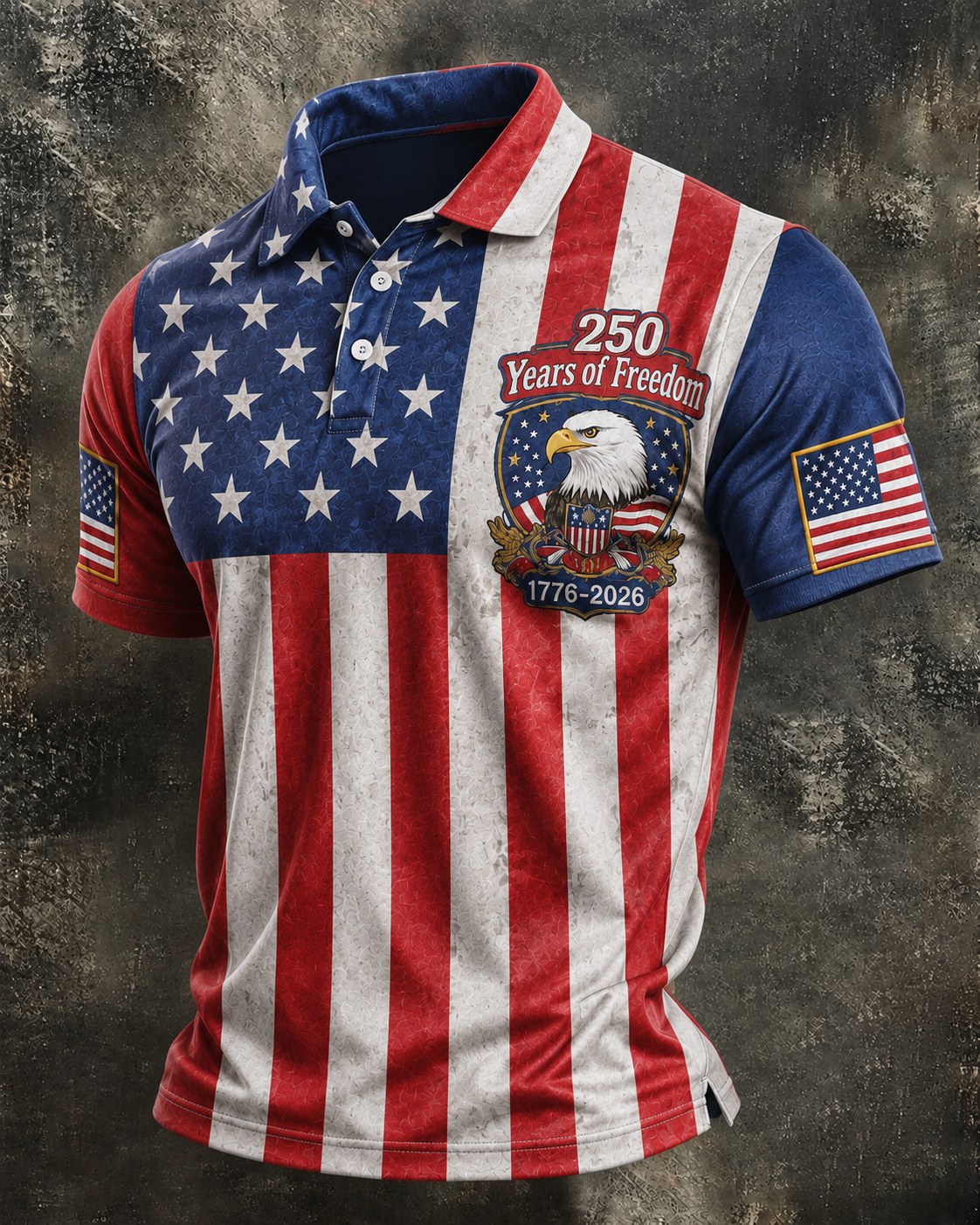 Men'S Retro American Patriots Independence Day 250Th Anniversary Commemorative Lapel Short Sleeved Shirt