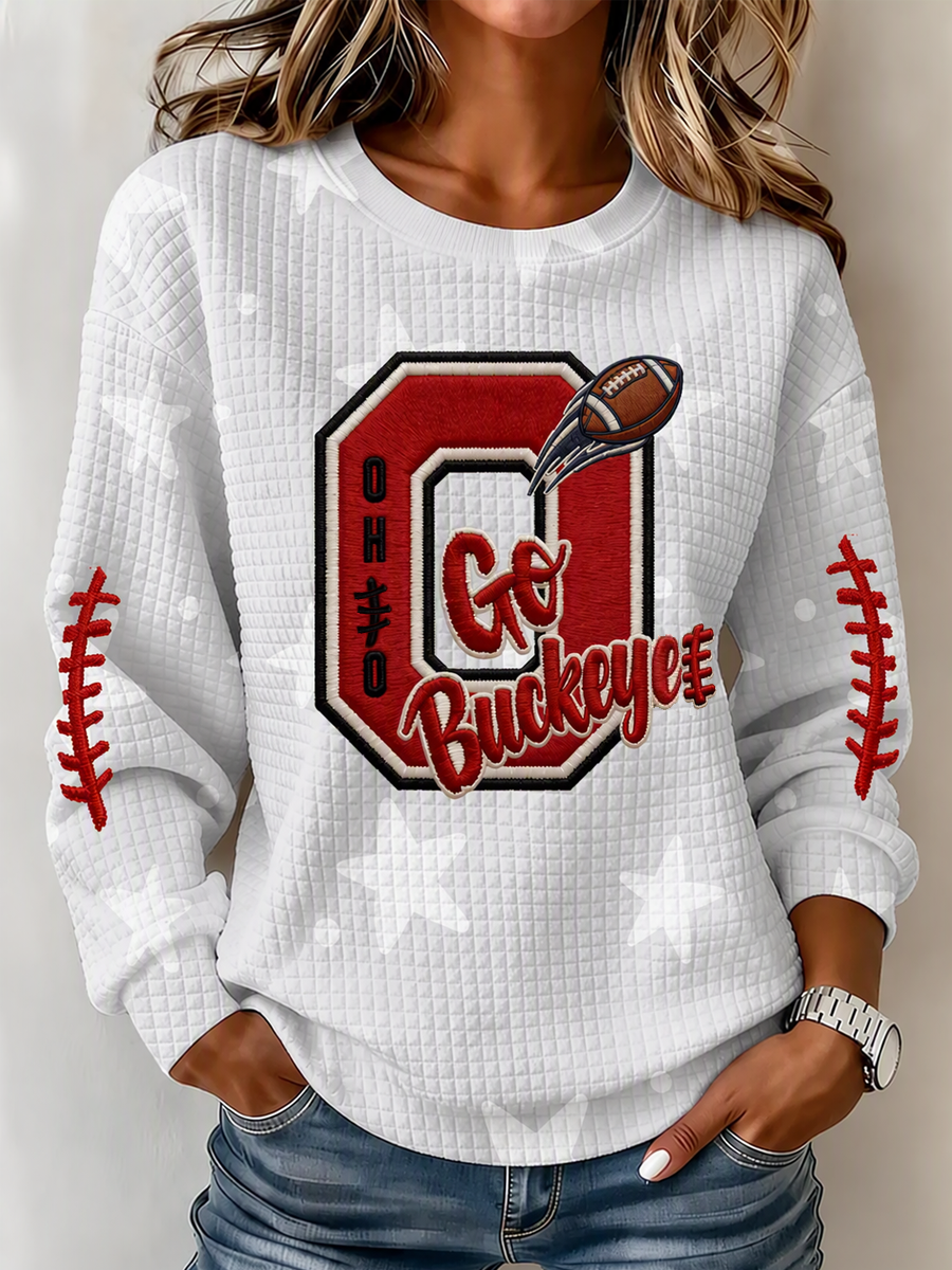 Ladies' Football Fan Casual Waffle Hoodie