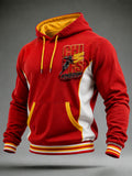 Men'S Rugby Pattern Hooded Long Sleeved Sweatshirt