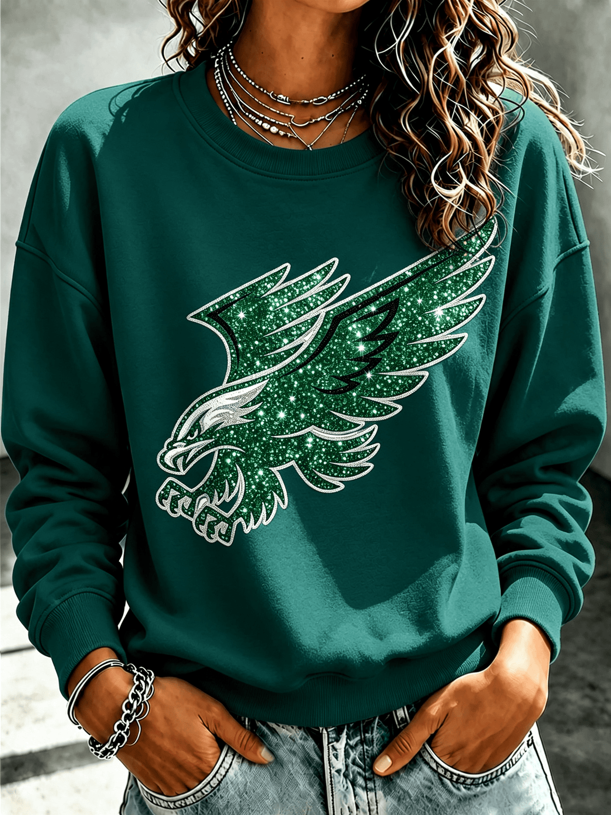 Women'S Football Printed Round Neck T-Shirt