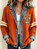 Women'S Retro Football Printed Jacket