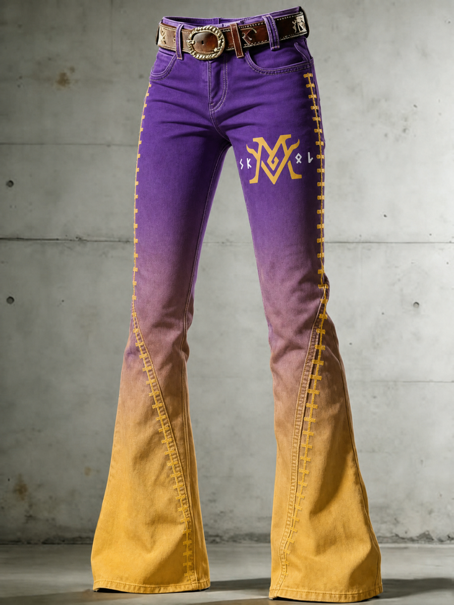 Women's Football Printed Denim Pants