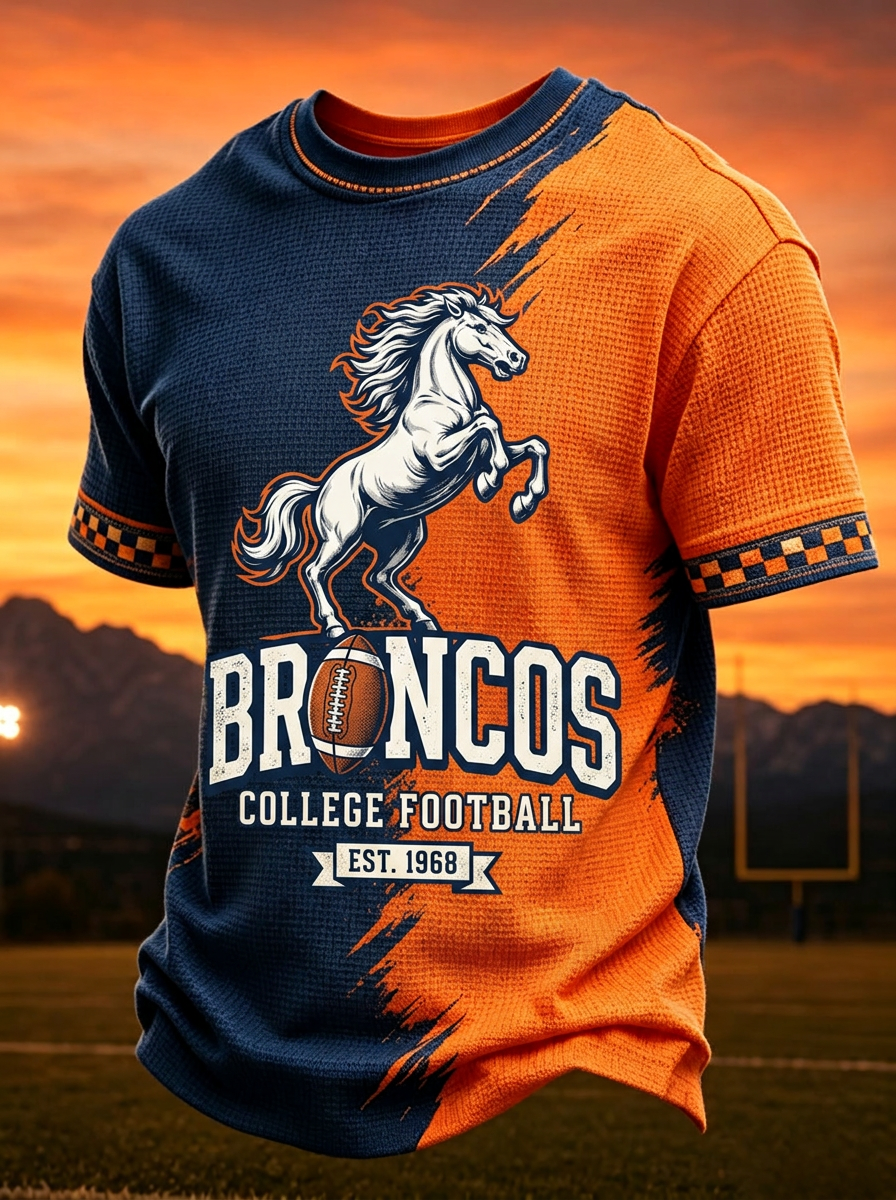 Unisex Denver Broncos Football Horse Logo Printed T-shirt