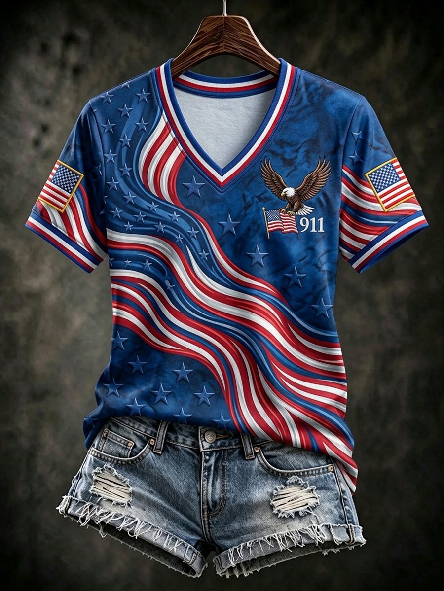 Women's 911 Memorial V-Neck Short-Sleeve T-Shirt