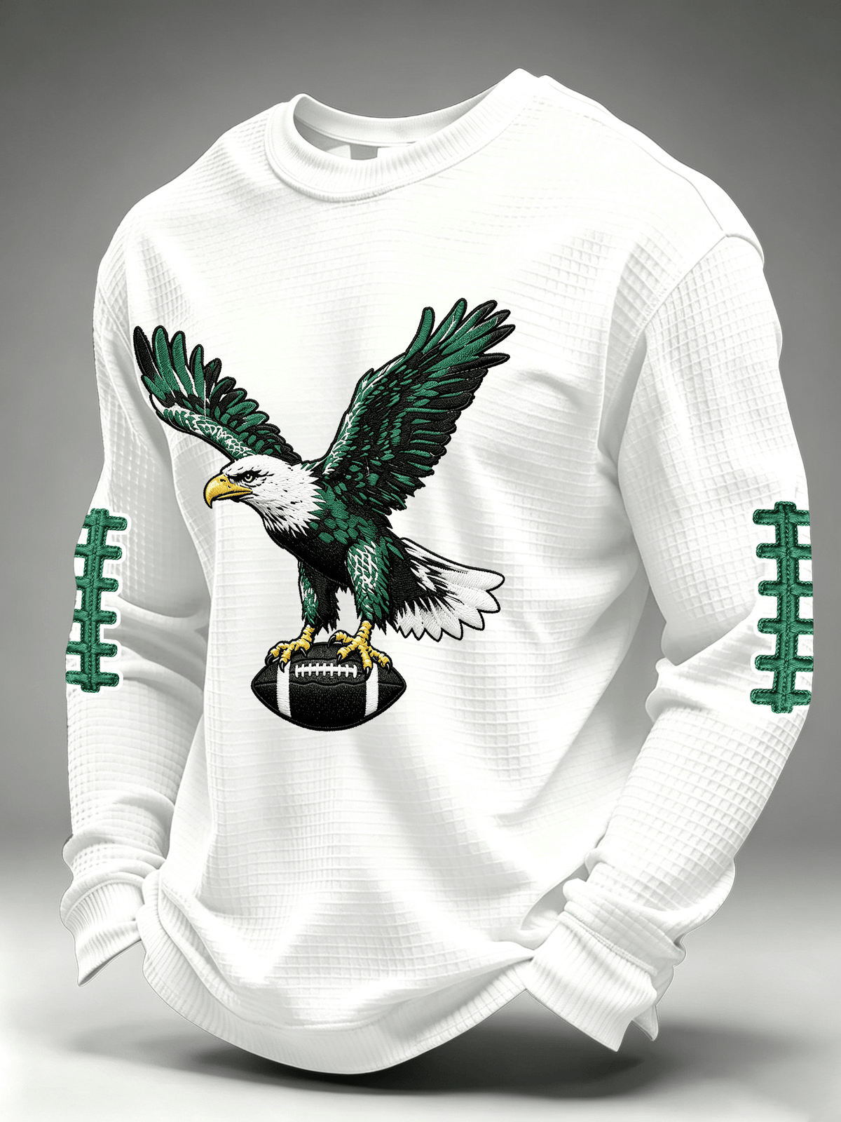 Men'S Casual Football Waffle Round Neck Top