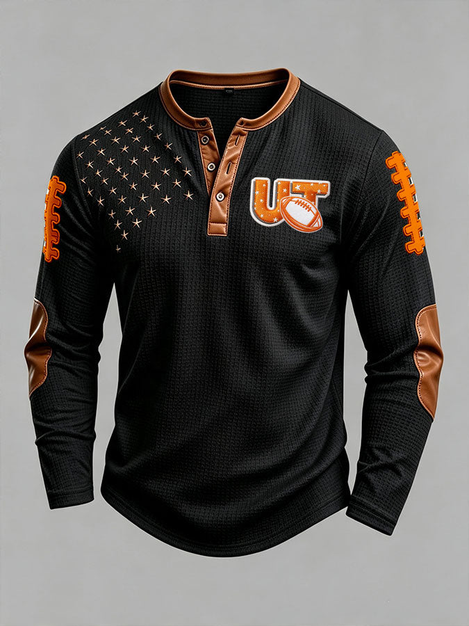 Men'S Casual Football Printed Waffle Top