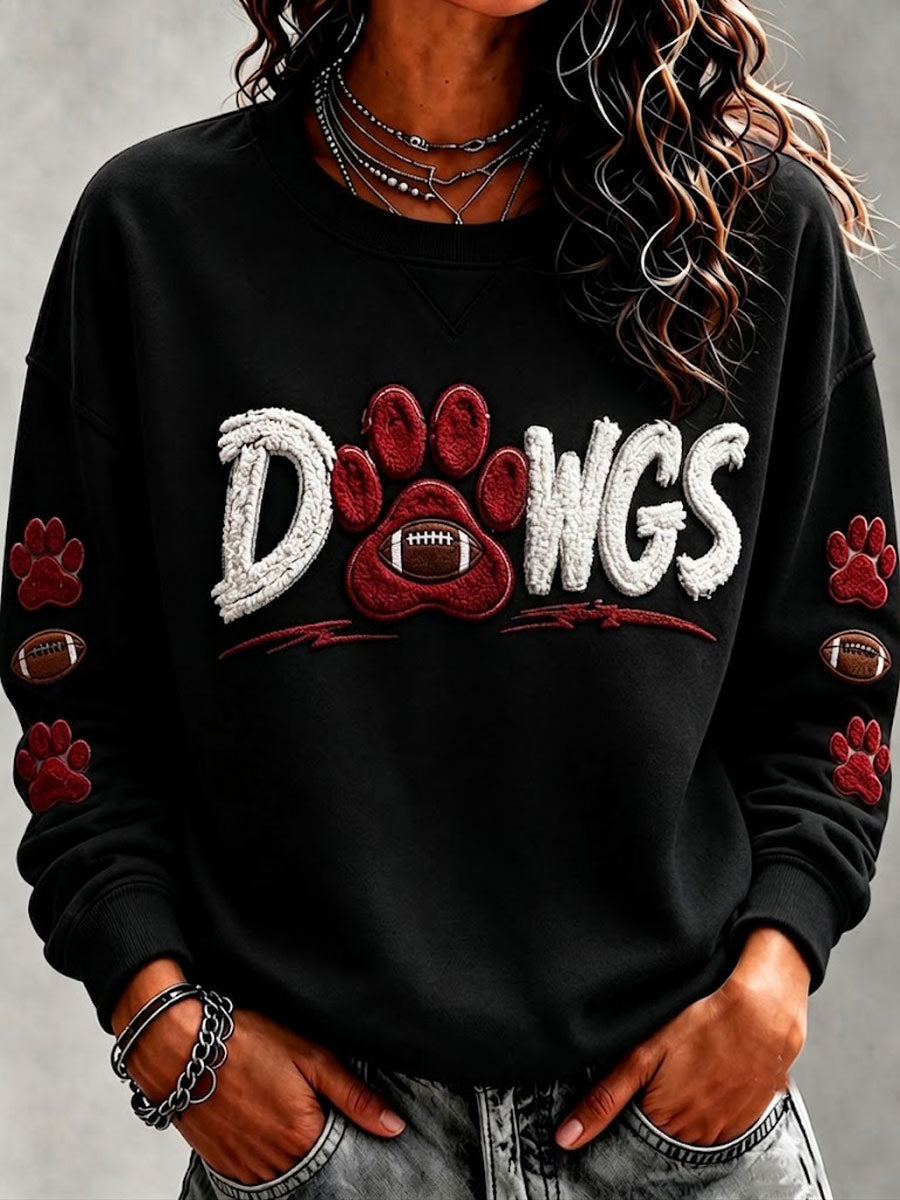 Women'S Retro Football Round Neck Sports Shirt