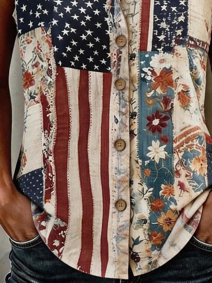 Women'S Casual Independence Day Printed Top