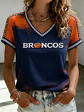 Women's Football Print V-Neck T-Shirt