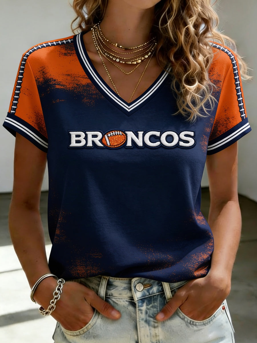 Women's Football Print V-Neck T-Shirt