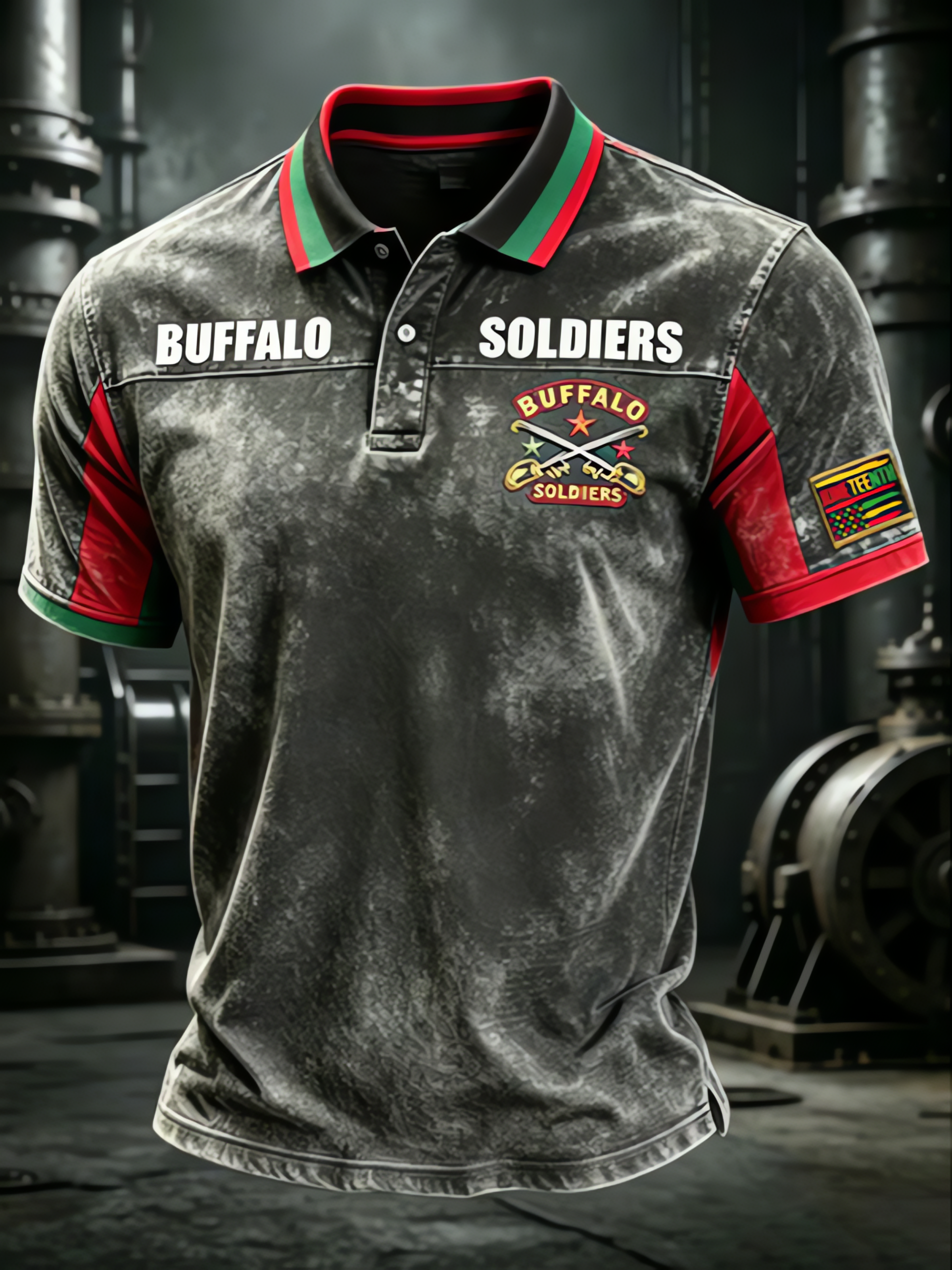 Men's Buffalo Soldiers Vintage Art Print Short Sleeve Polo Shirt