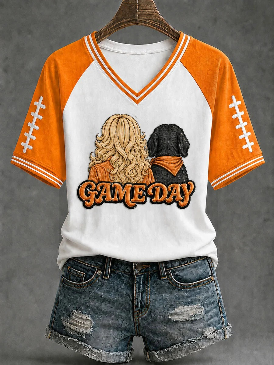 Women's Football Commemorative Printed Casual T-Shirt