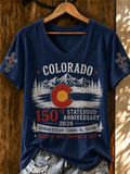 Women'S COLORADO RESILIENT: STANDING TALL TOGETHER Printed V-Neck T-Shirt