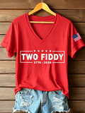 Women's Casual Two Fiddy Print Short-Sleeve T-Shirt