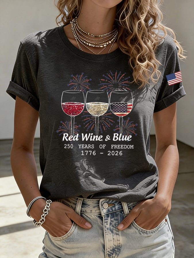 Women's Casual USA 250th Anniversary Print Short-Sleeve T-Shirt