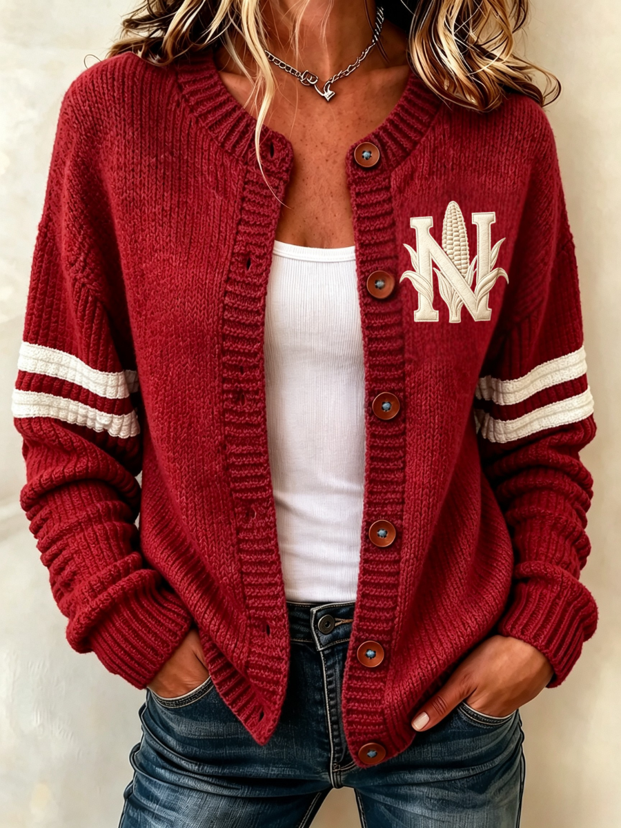 Women's Casual Football Knitted Cardigan Top