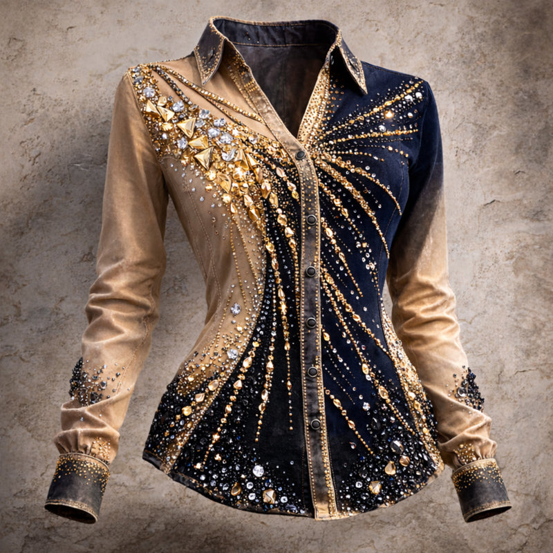 Women's Sequin Art Print Casual Shirt