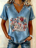 Women's 250th Anniversary Freedom Flower Art  Print   Shirt