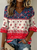 Women's Cotton-Linen Top With 250th Anniversary Botanical Floral Digital Print