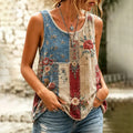 Women's Floral Patchwork Art Print Tank Top