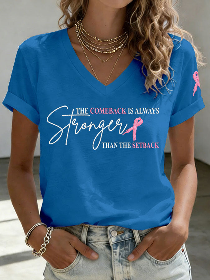 Women'S Breast Cancer Awareness Printed Casual T-Shirt