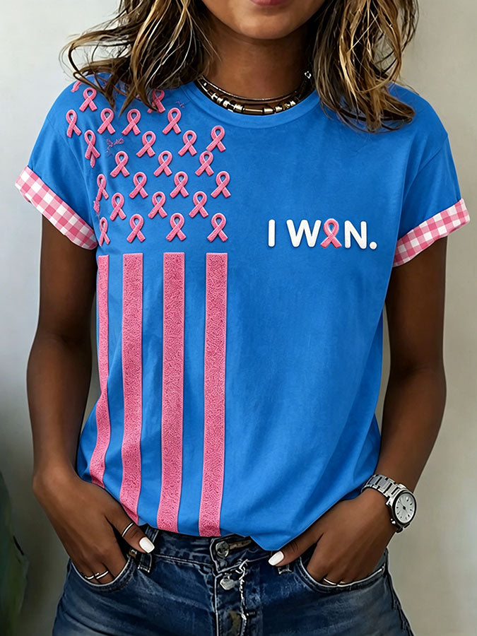 Women'S Breast Cancer Awareness Printed Casual T-Shirt