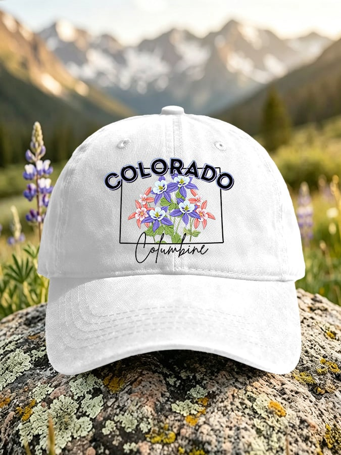 Retro Colorado Columbine Print Baseball Cap