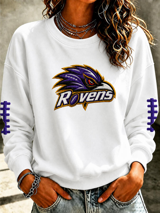 Women'S Retro Football Print Round Neck Sports Shirt