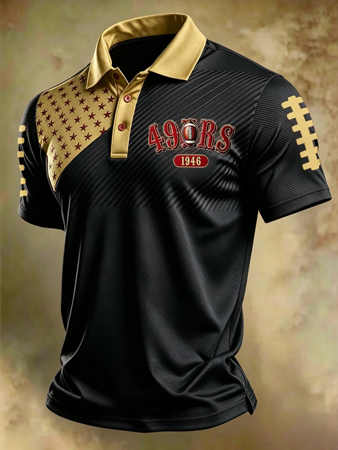 Men'S Football Printed Polo Shirt