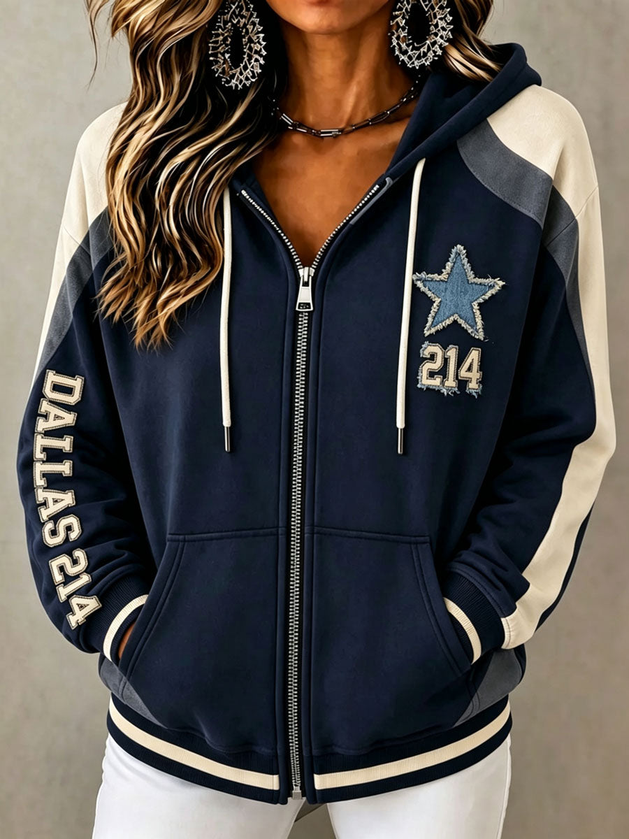 Women's Football Sports Outdoor Printed Zipper Hoodie