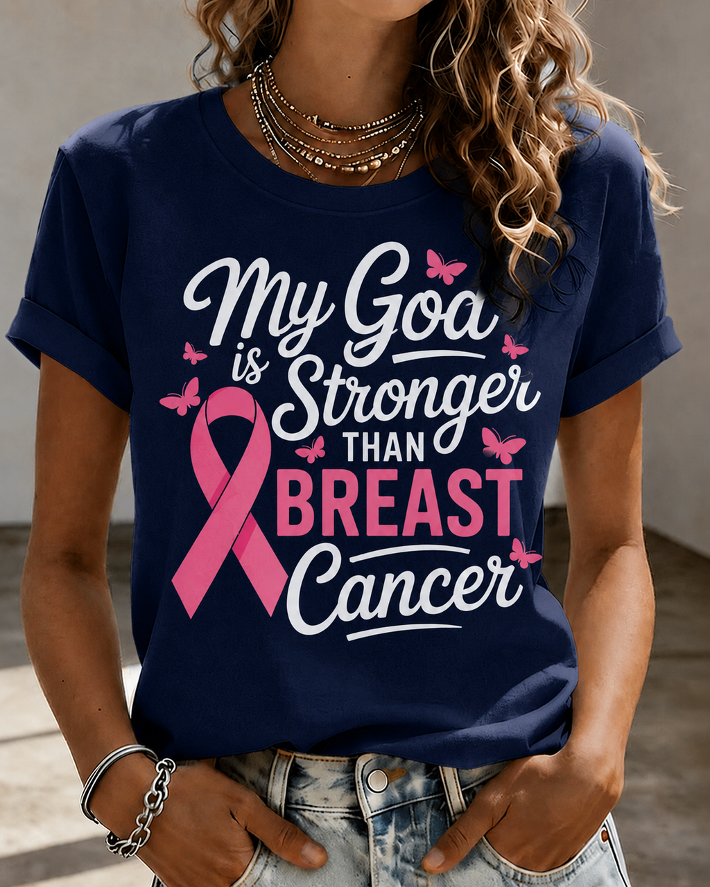 Women'S Belief In Breast Cancer Publicity Print Short Sleeve T-Shirt