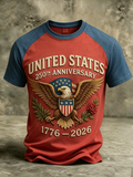 Men's casual retro American 250th anniversary commemorative T-shirt