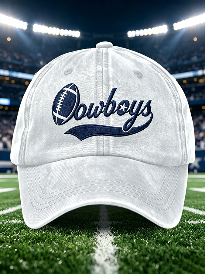 Unisex Football Print Washed Duckbill Cap