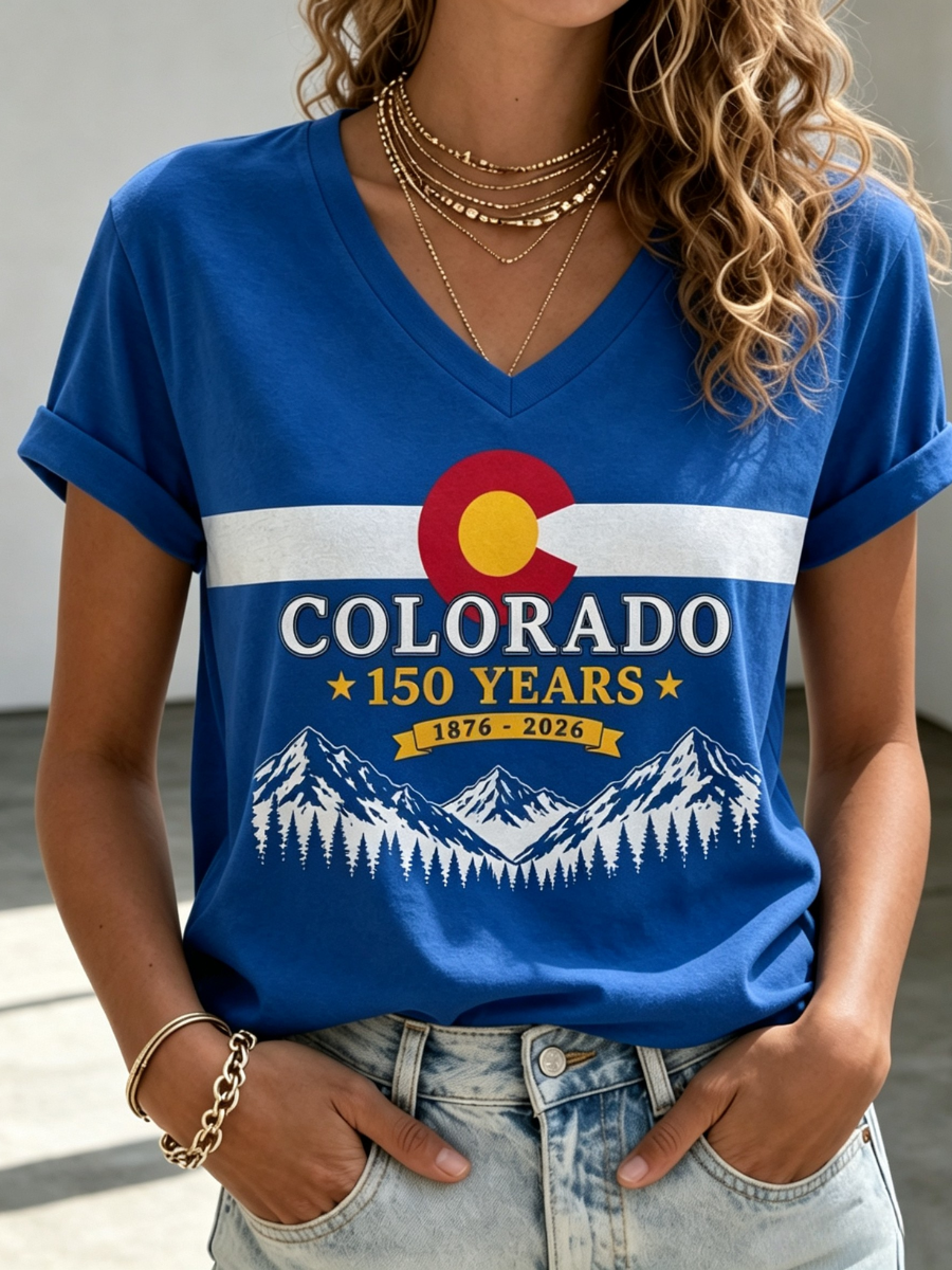 Women's Colorado Strong Cotton And Linen V Neck Top