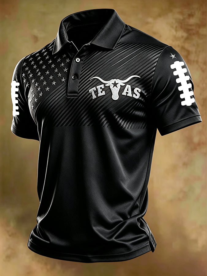 Men'S Retro Football Collar Flip Collar T-Shirt